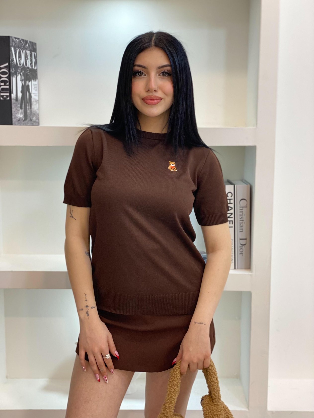 Kahve Premium Kalite Ayıcık Logolu Triko 