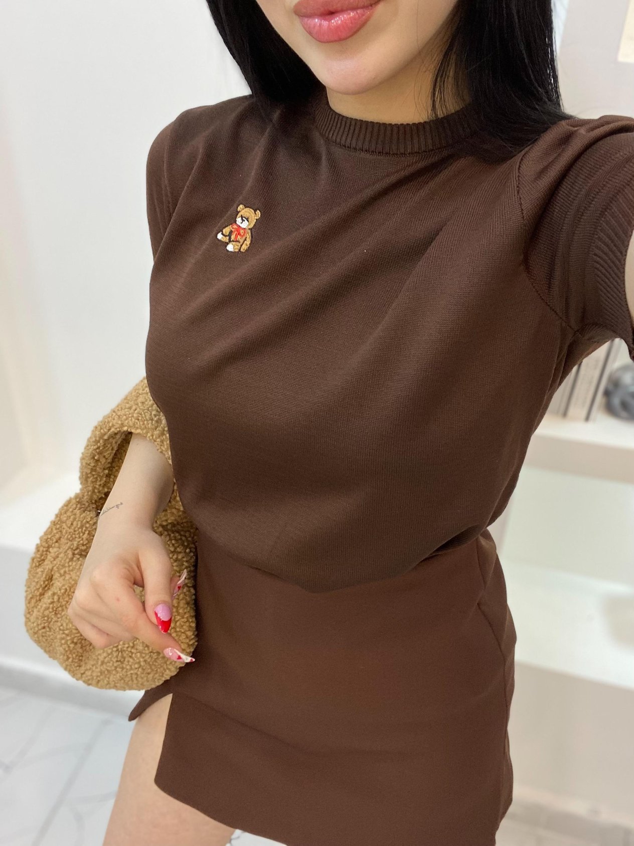 Kahve Premium Kalite Ayıcık Logolu Triko 