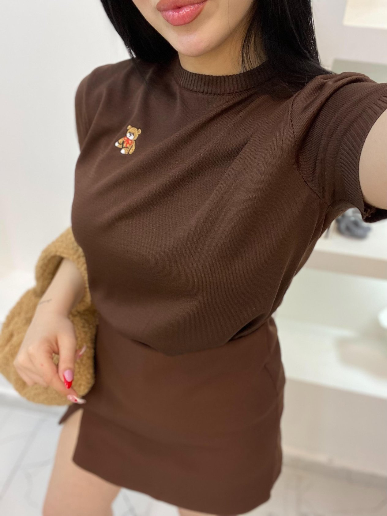 Kahve Premium Kalite Ayıcık Logolu Triko 