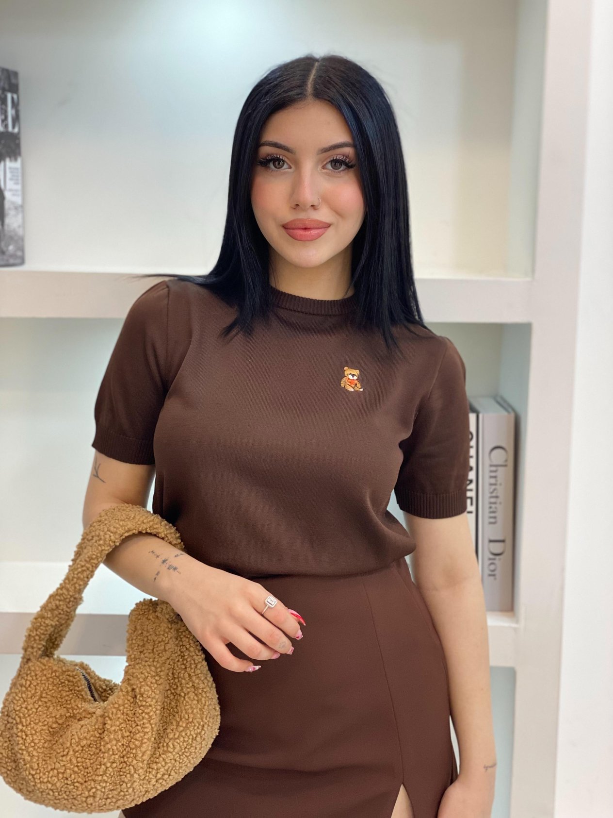 Kahve Premium Kalite Ayıcık Logolu Triko 