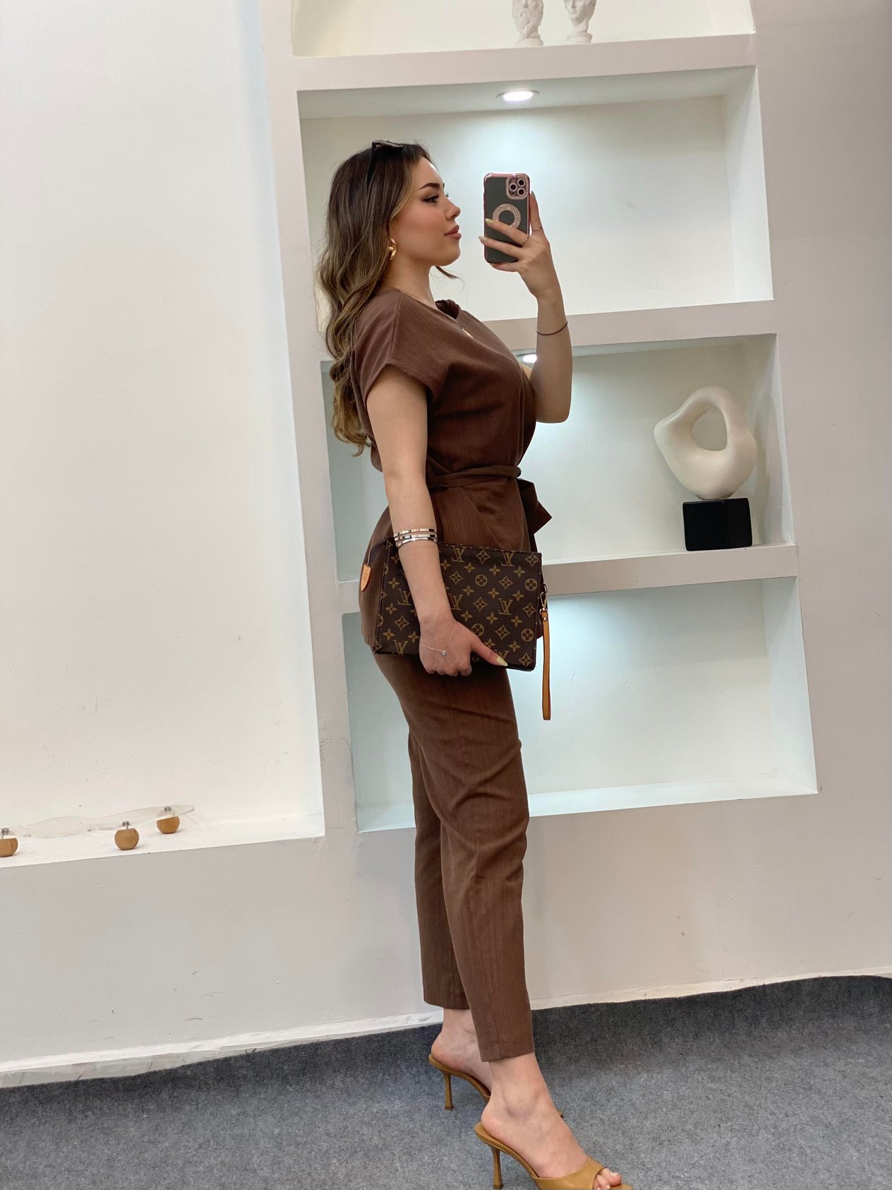 Kahve Premium Kalitede Kuşaklı Takım 