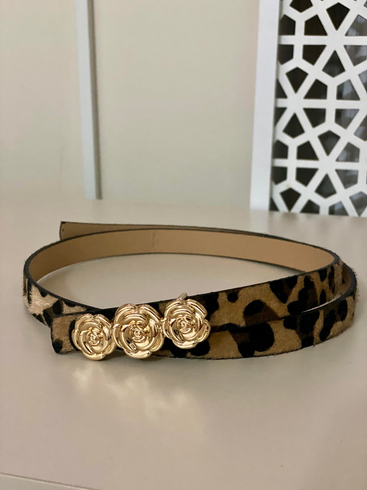 Leo Desen Gül Desen Gold Tokalı Marka Model Kemer 
