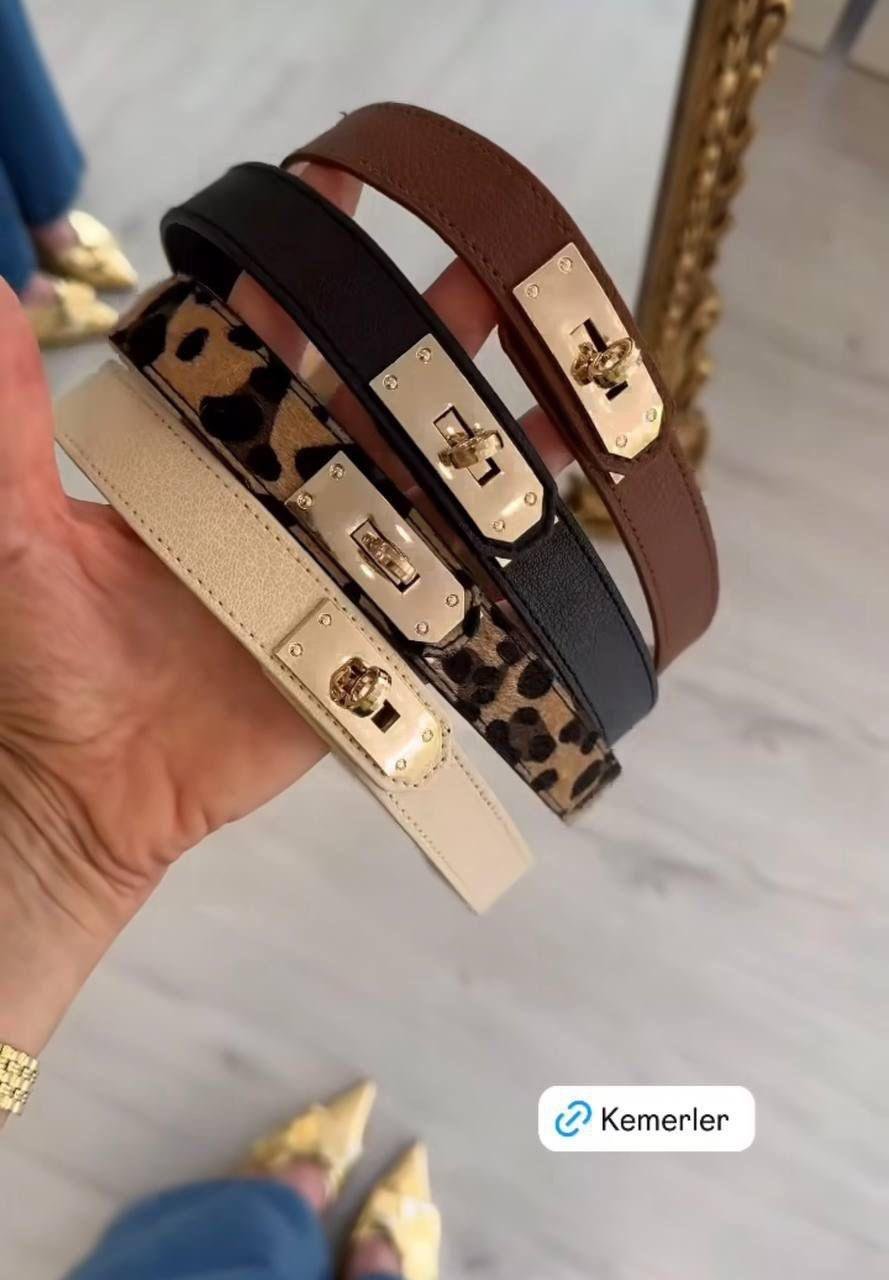 Leo Desen Lastikli Gold Tokalı Marka Model Kemer 