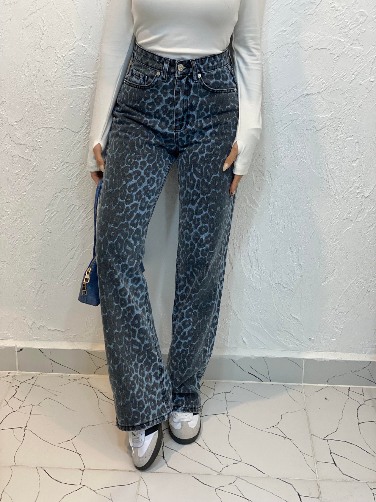 Mavi Leo Desenli Straight Jean 