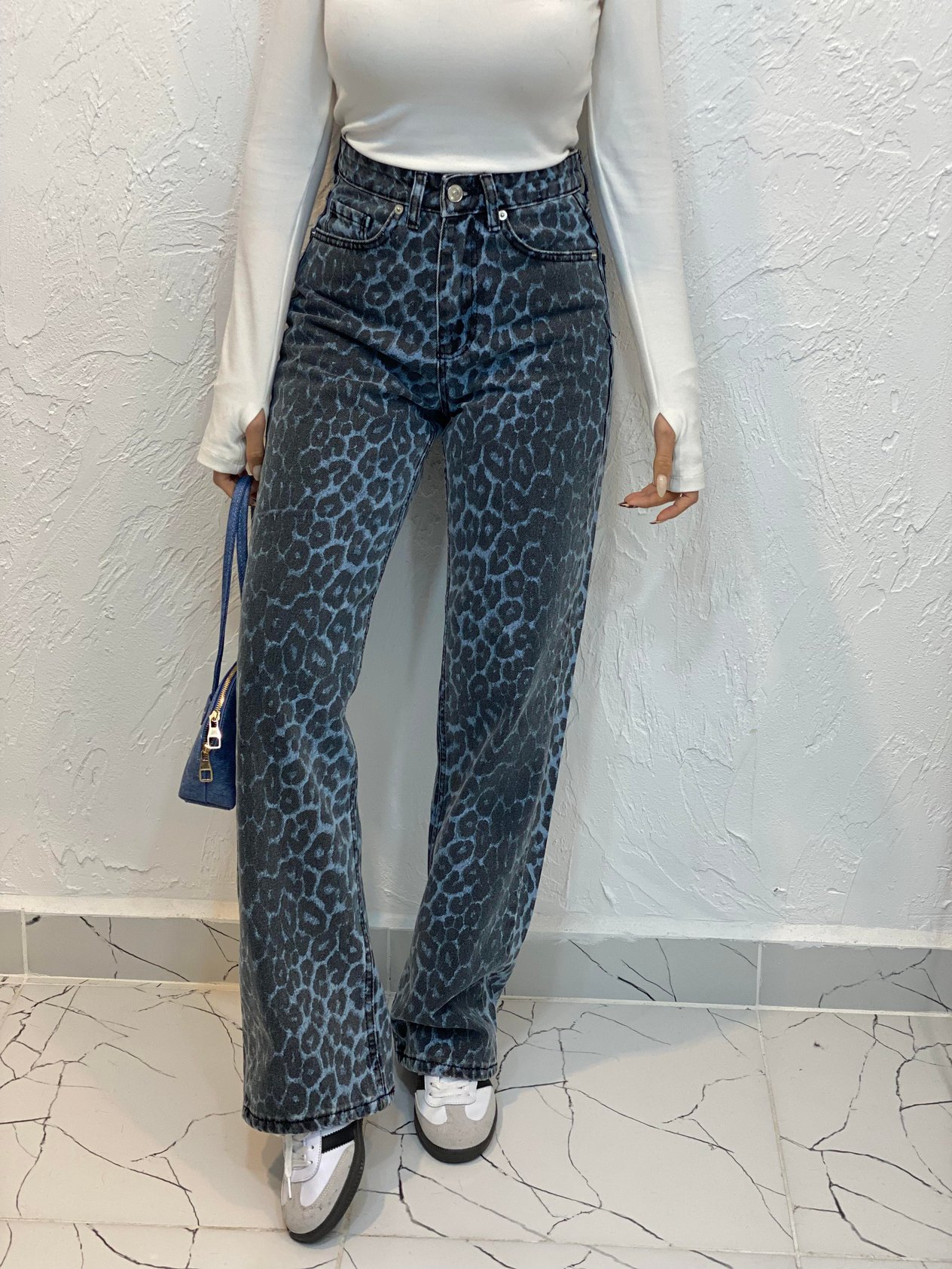 Mavi Leo Desenli Straight Jean 