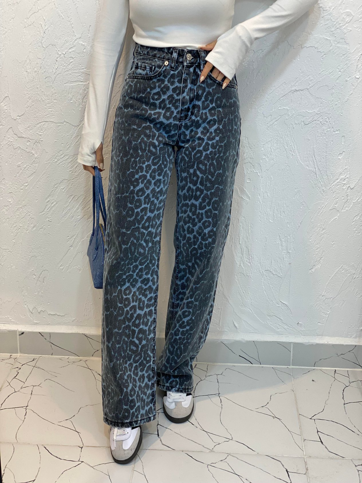 Mavi Leo Desenli Straight Jean 