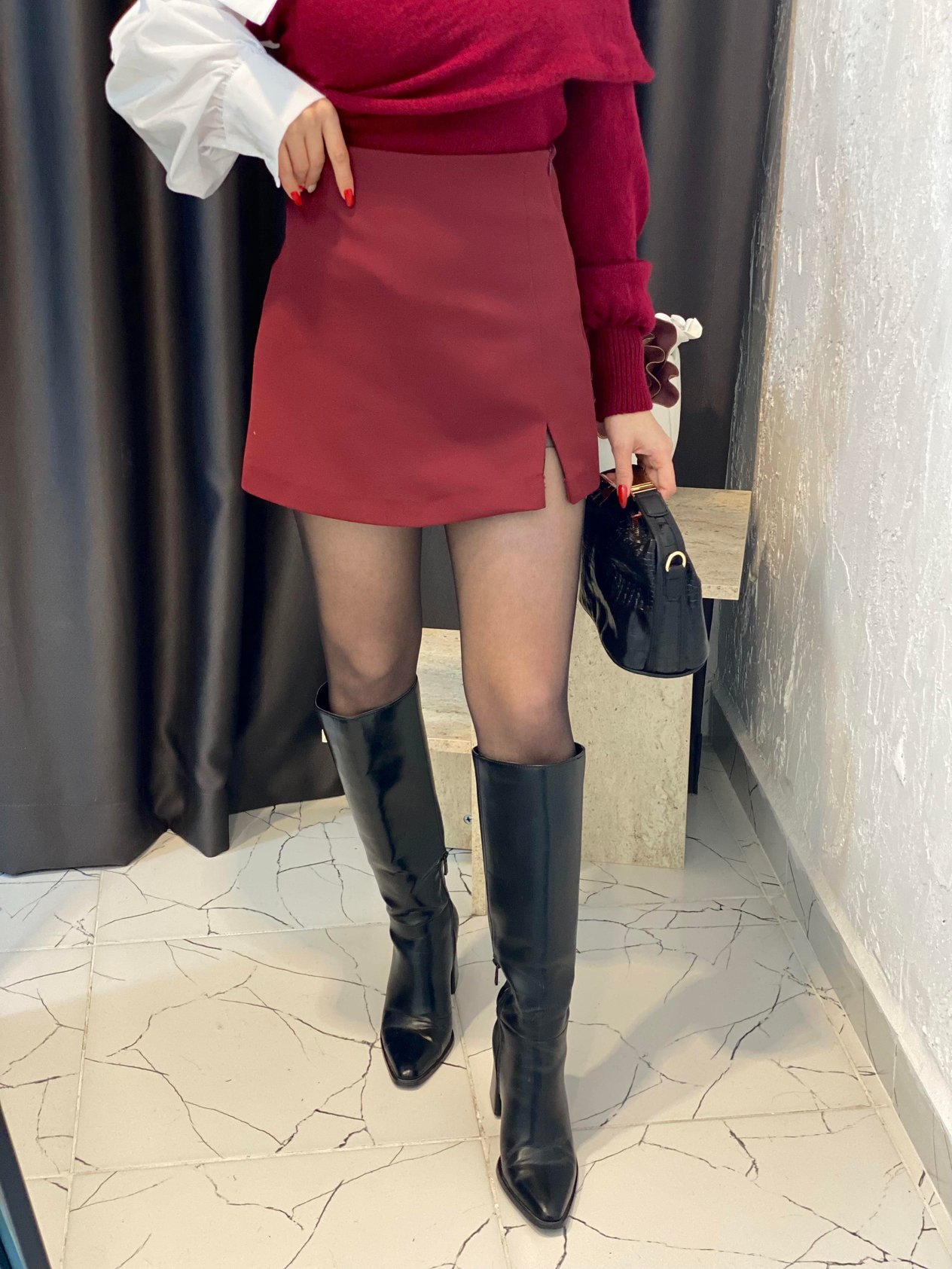 Orj Marka ZR Bordo Şort Etek
