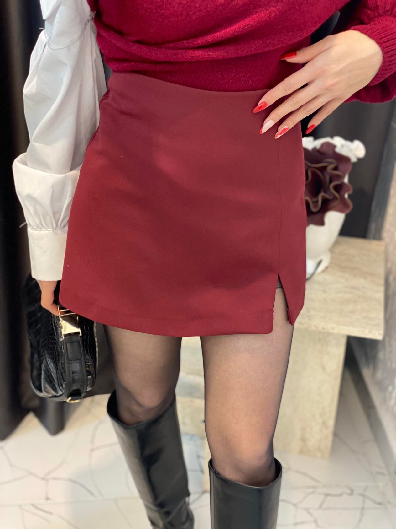 Orj Marka ZR Bordo Şort Etek