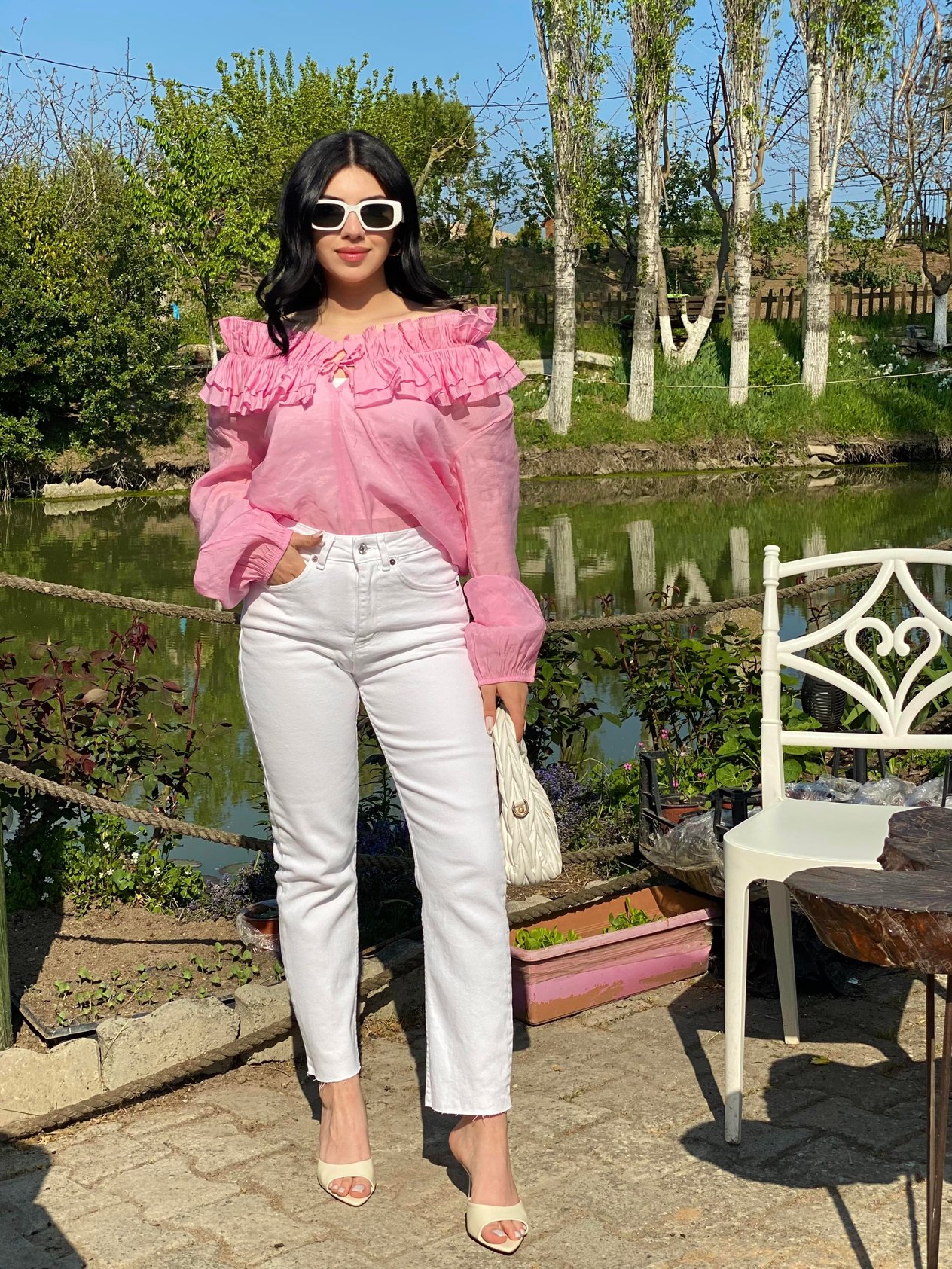 Pembe Volanlı Vual Bluz