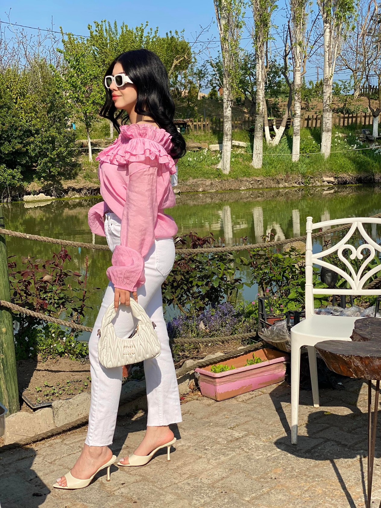 Pembe Volanlı Vual Bluz