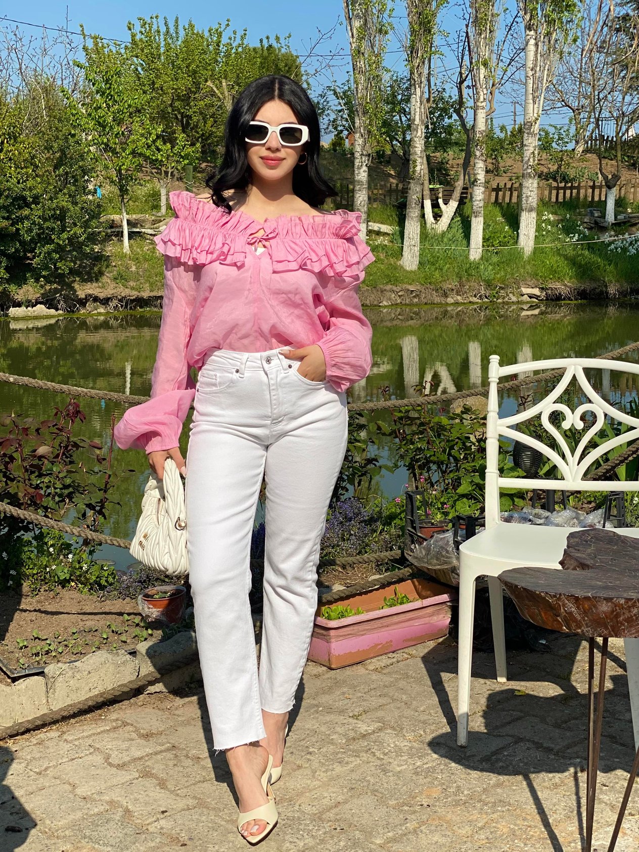 Pembe Volanlı Vual Bluz