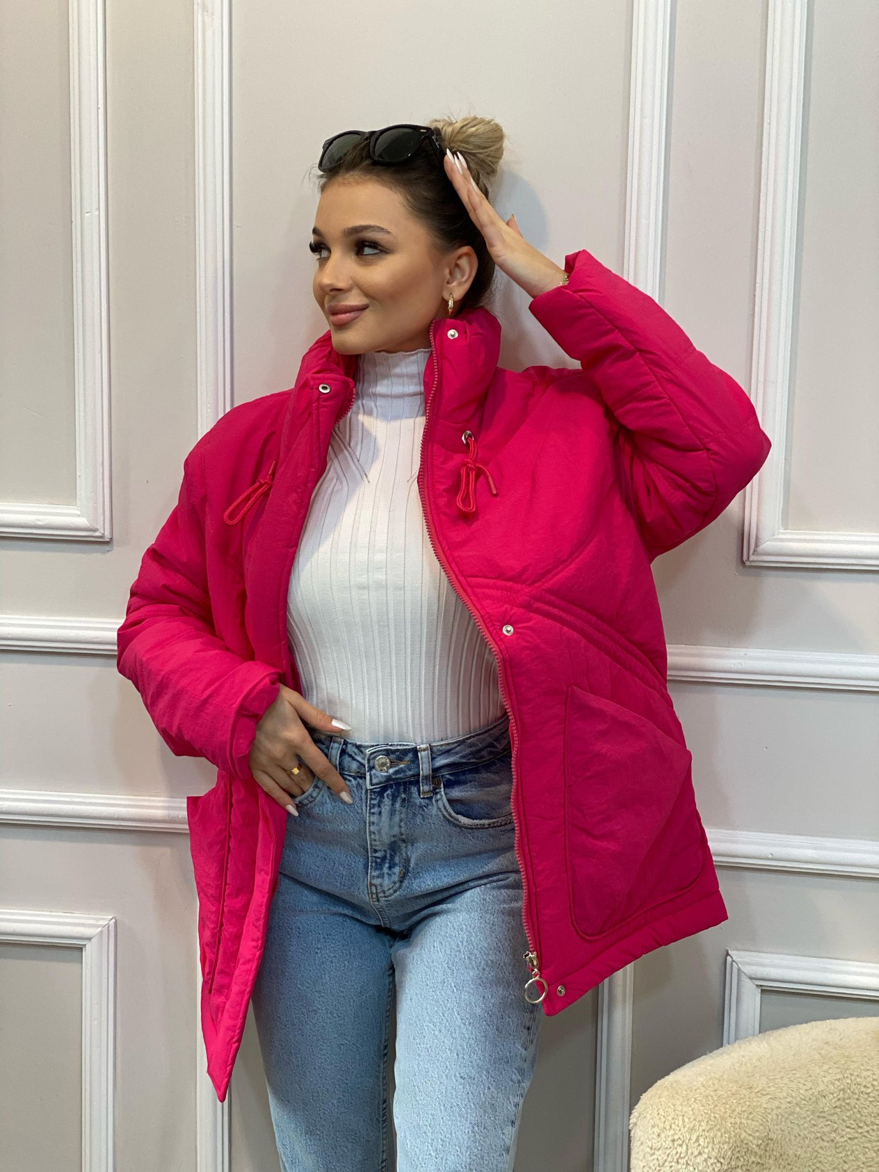 Robin Marka Pembe Büyük Cepli Şişme Mont 