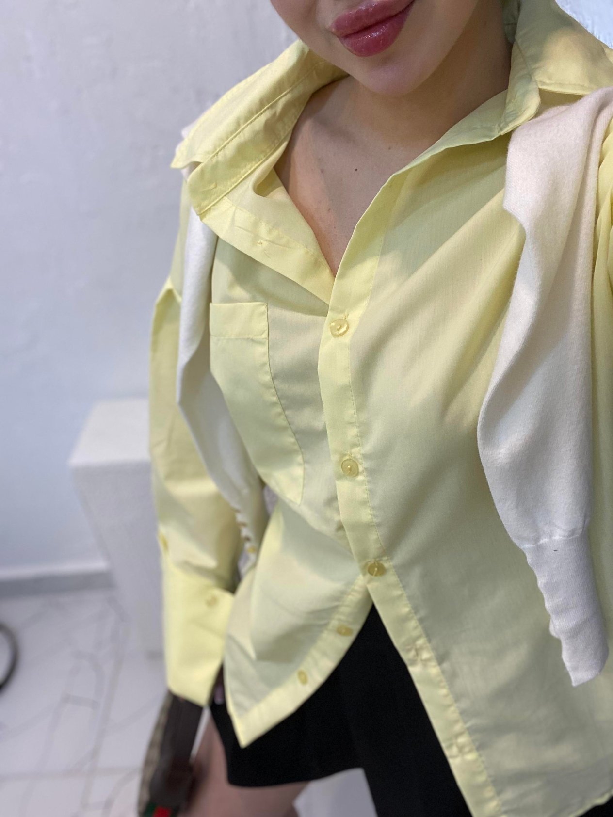 Sarı Renk Kalın Manşetli Cepli Oversize Poplin Kumaş GÖMLEK