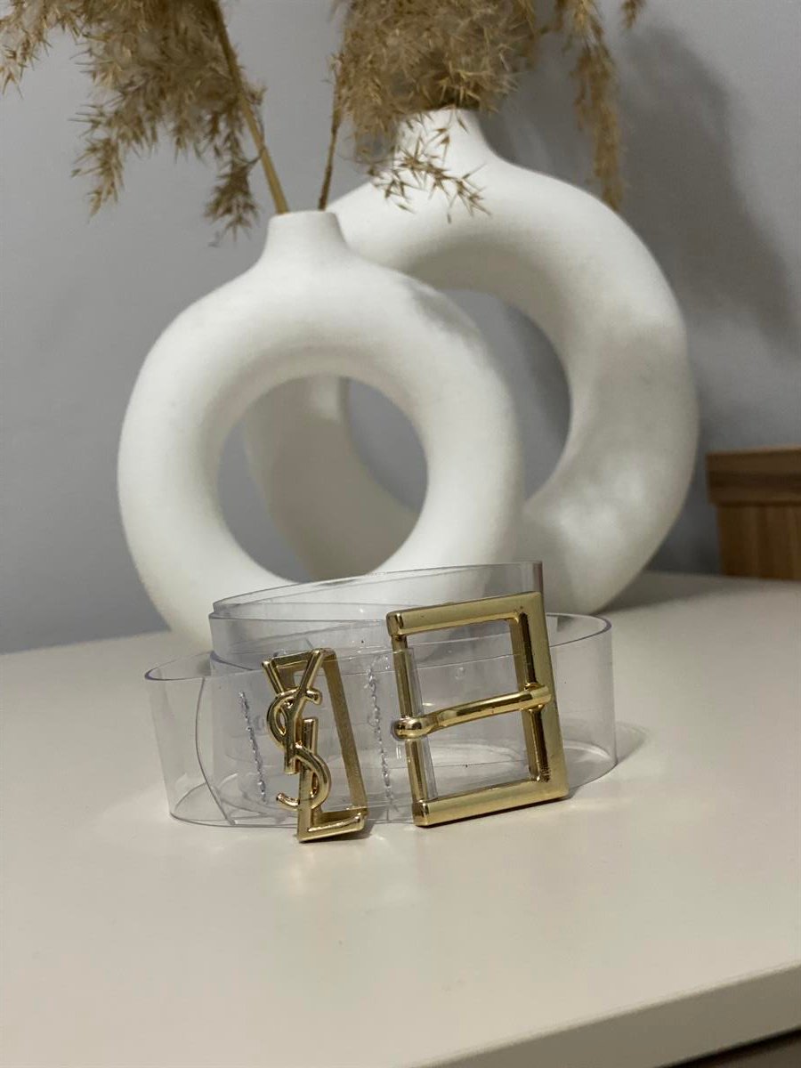 Şeffaf Gold Tokalı Marka Model Kemer 