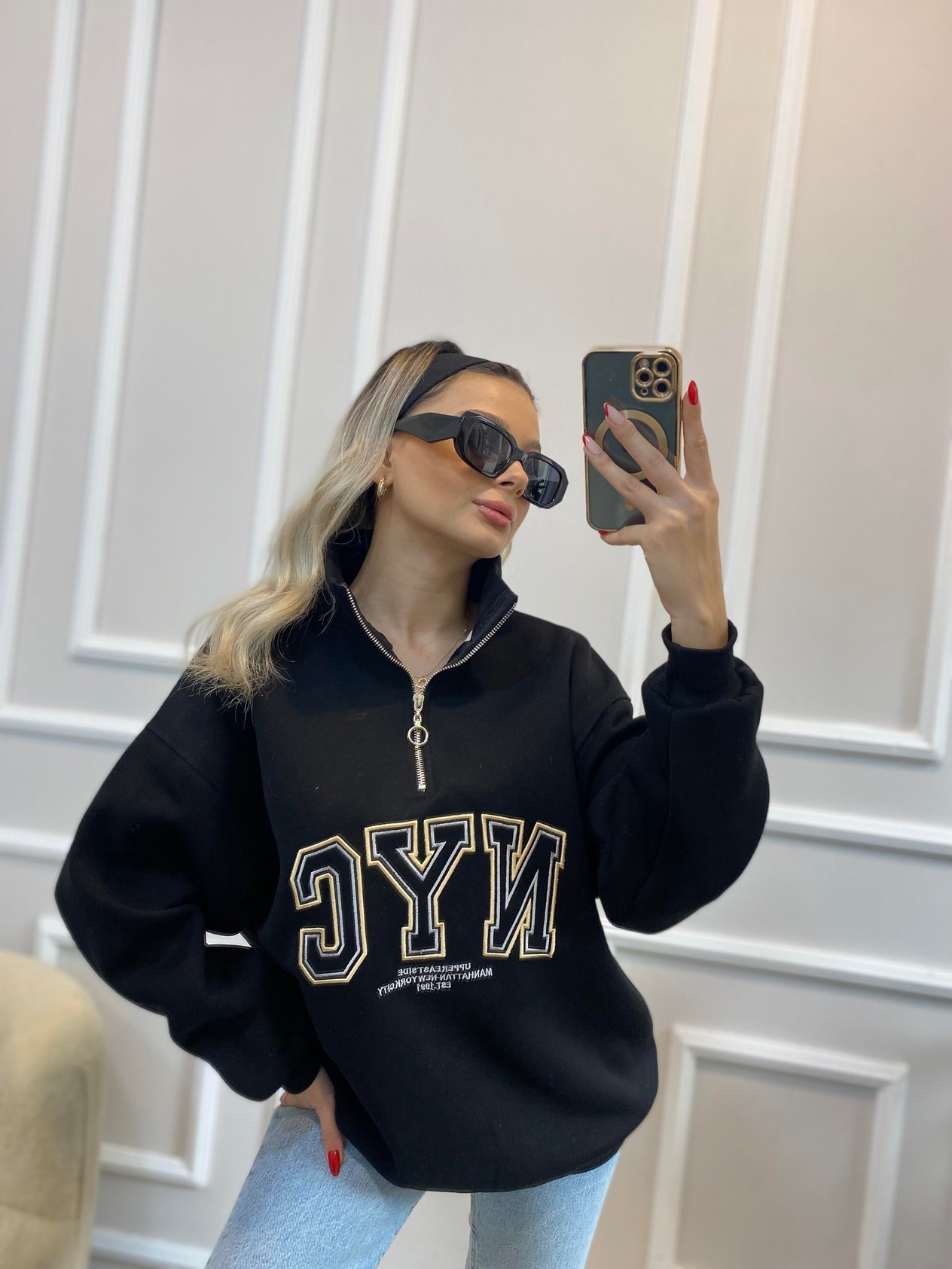 Siyah İçi Şardonlu NYC Sweatshirt 