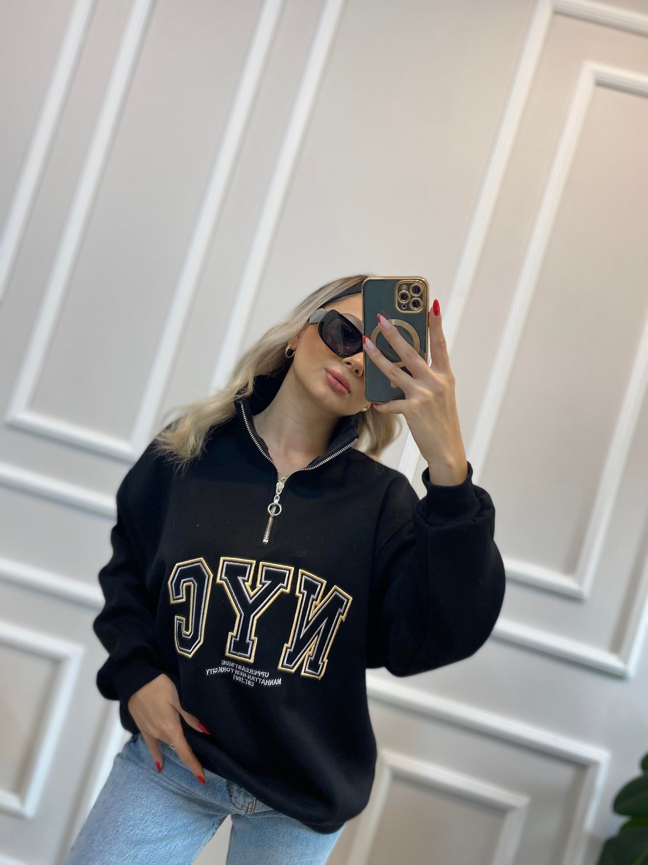 Siyah İçi Şardonlu NYC Sweatshirt 