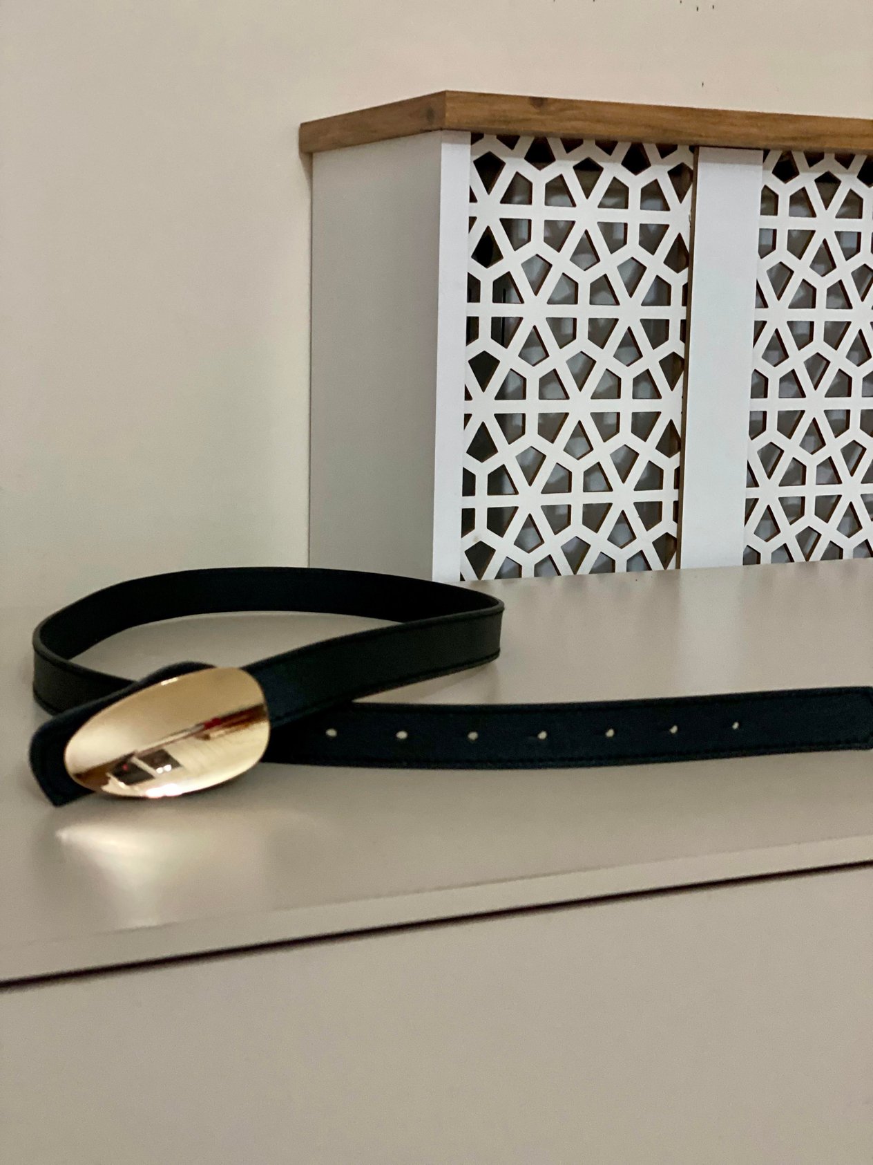 Siyah Oval Gold Tokalı Marka Model Kemer 