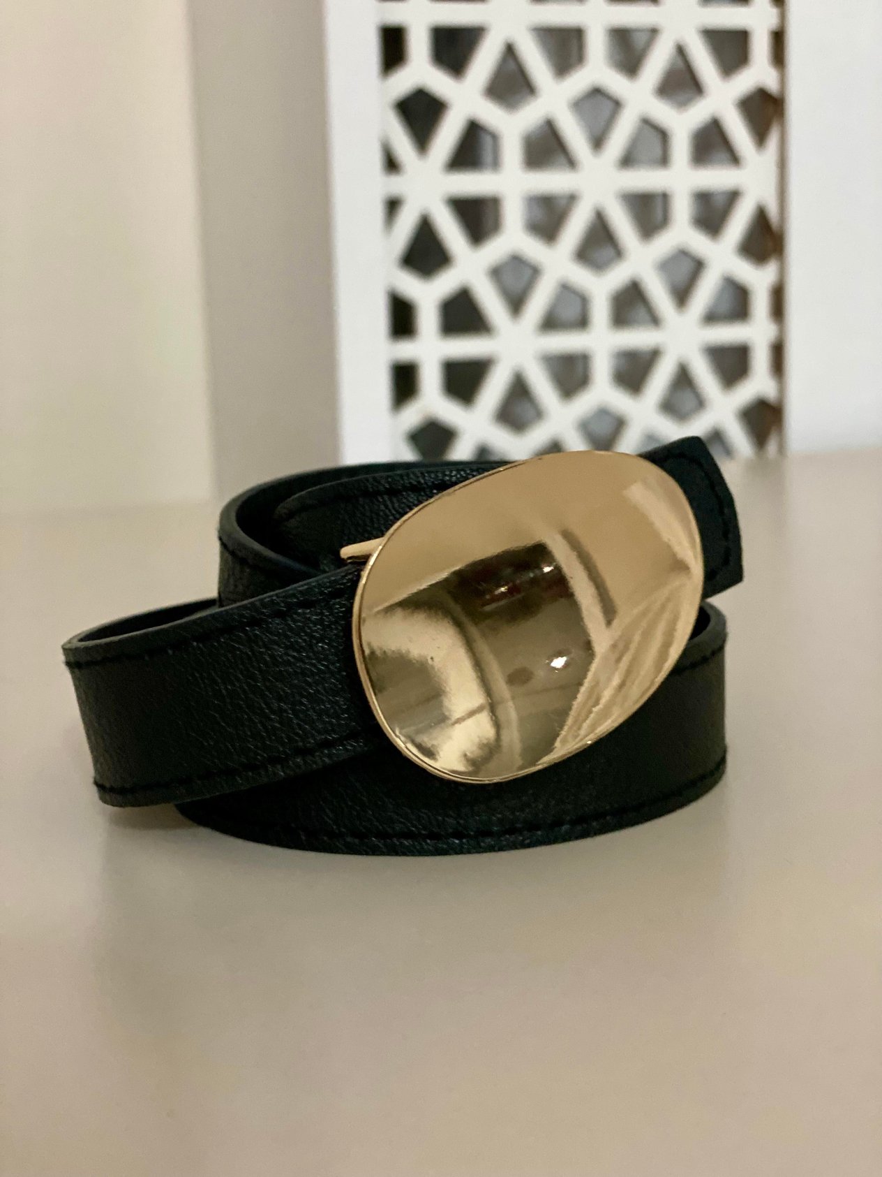 Siyah Oval Gold Tokalı Marka Model Kemer 