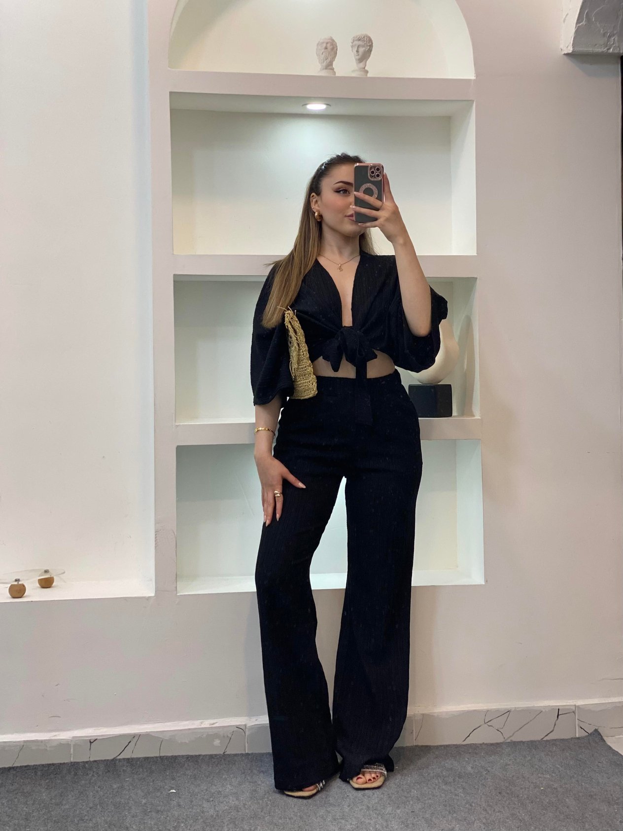 Siyah Premium Kalite Üst Bağlamalı Takım