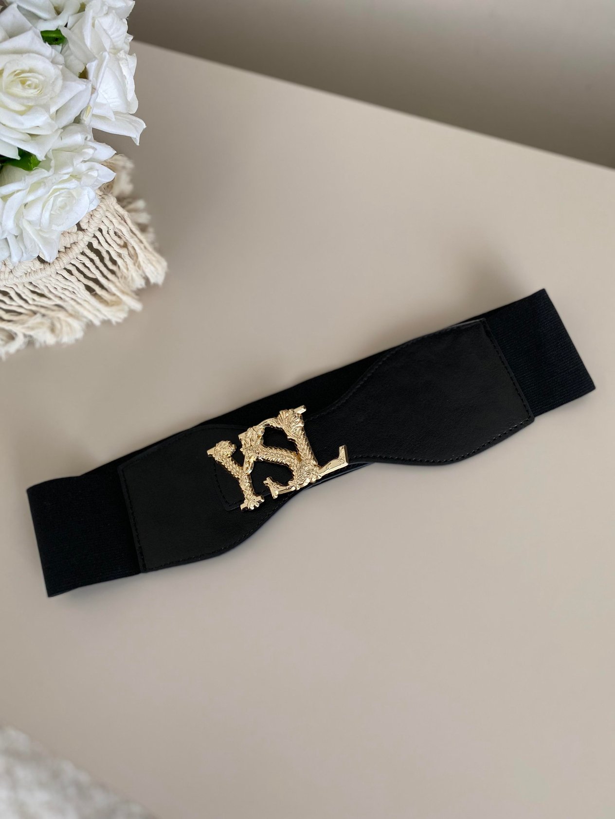 Siyah YSL Likralı Elbise Kemeri 