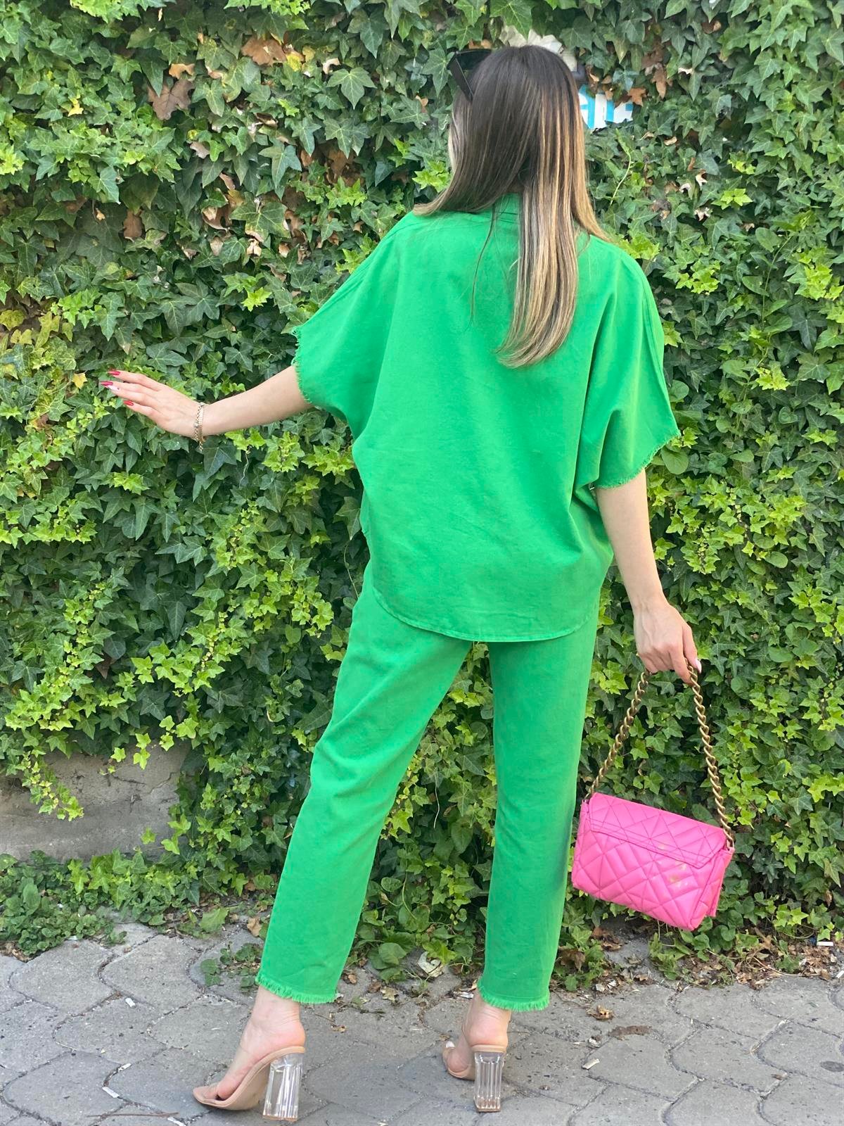Yeşil Gabardin Yazlık Takım