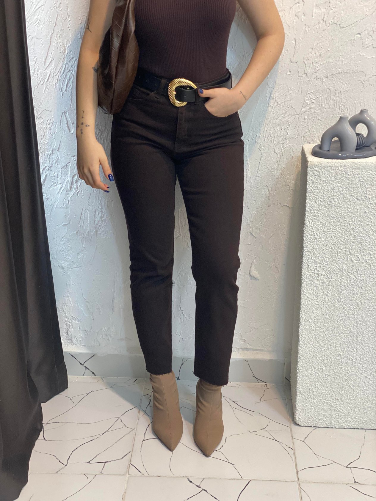 ZR Marka Acı Kahve Boyfit Jean 