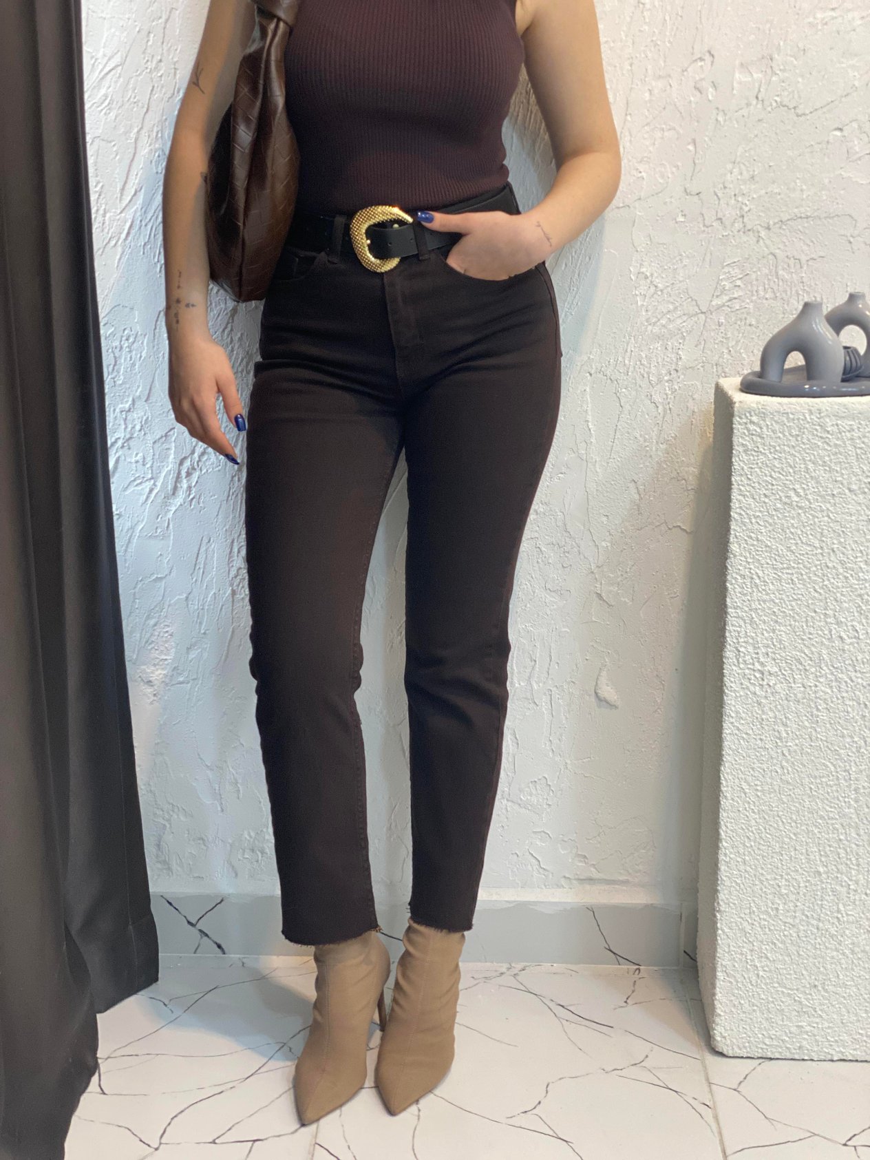 ZR Marka Acı Kahve Boyfit Jean 