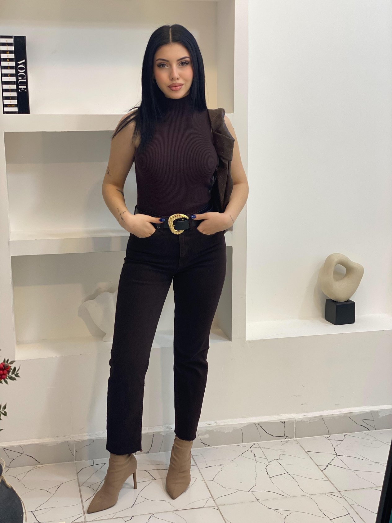 ZR Marka Acı Kahve Boyfit Jean 