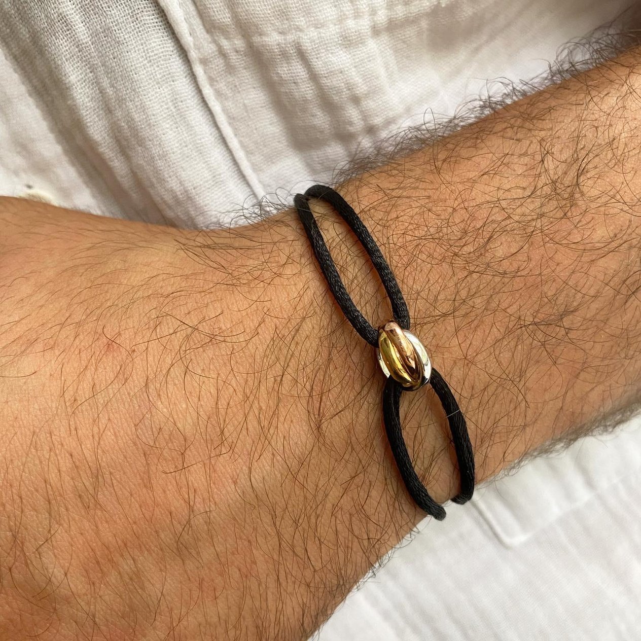 Gümüş Siyah İpli Cartier Halka Bileklik