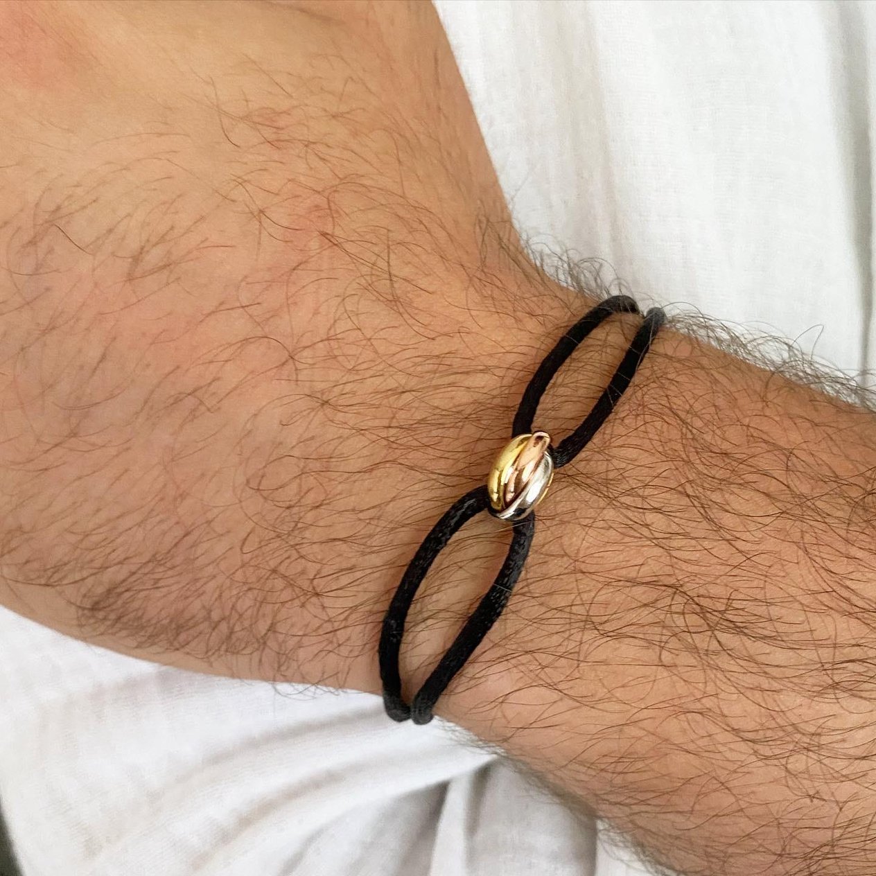 Gümüş Siyah İpli Cartier Halka Bileklik