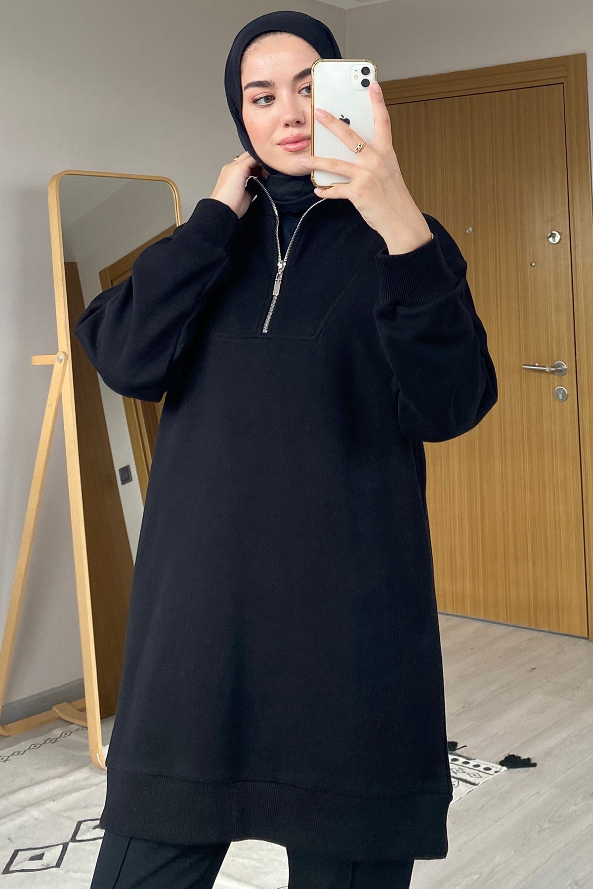Fermuarlı Sweat Siyah