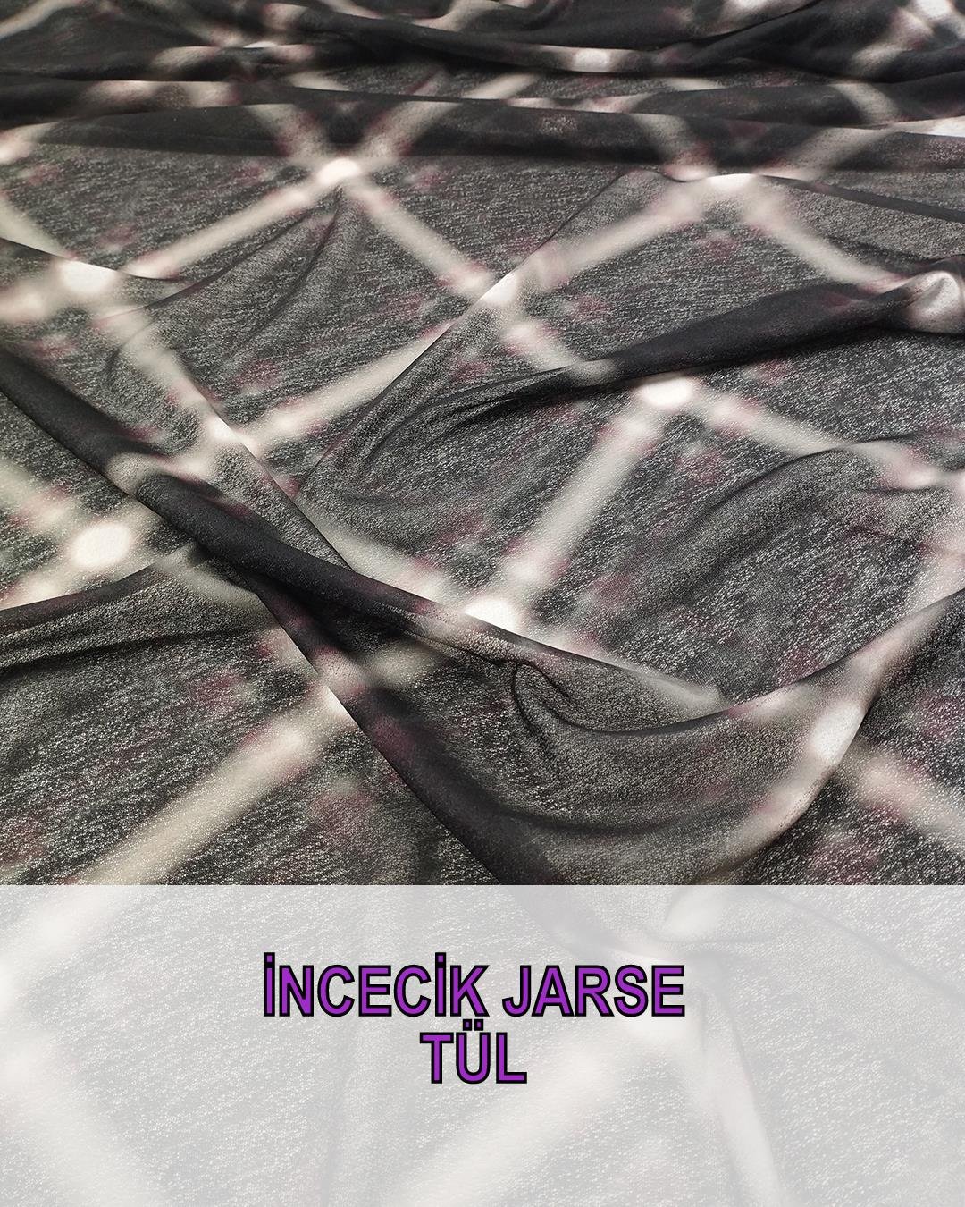 Antrasit Bordo Renklerde Jarse Tül (En 140 cm x Boy 190 cm)