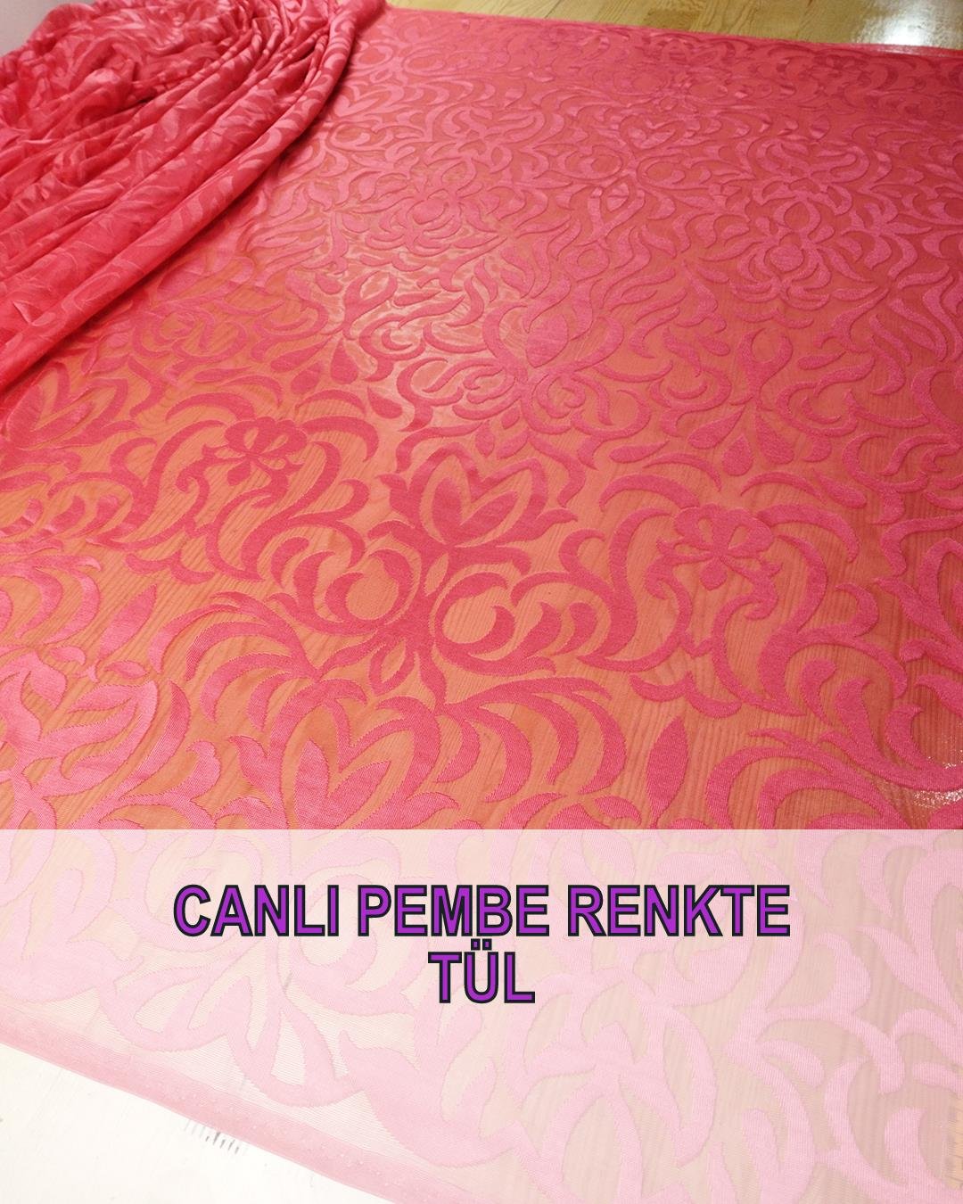 Hafif Parlak Tül Pembe Renkte (En 140 cm x Boy 260 cm)