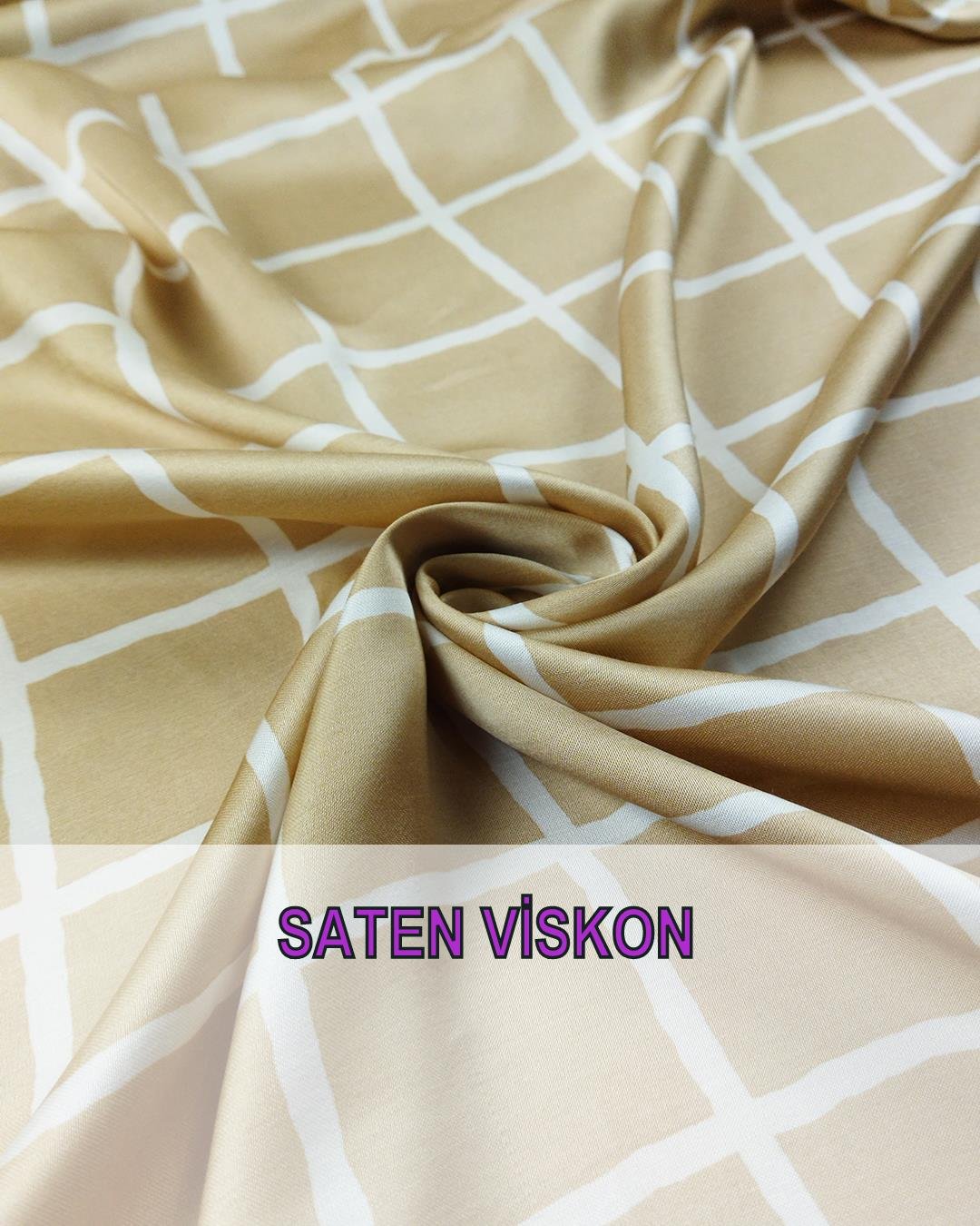 İnce Saten Viskon Kahve Ekru Renklerde (En 150 cm x Boy 160 cm)