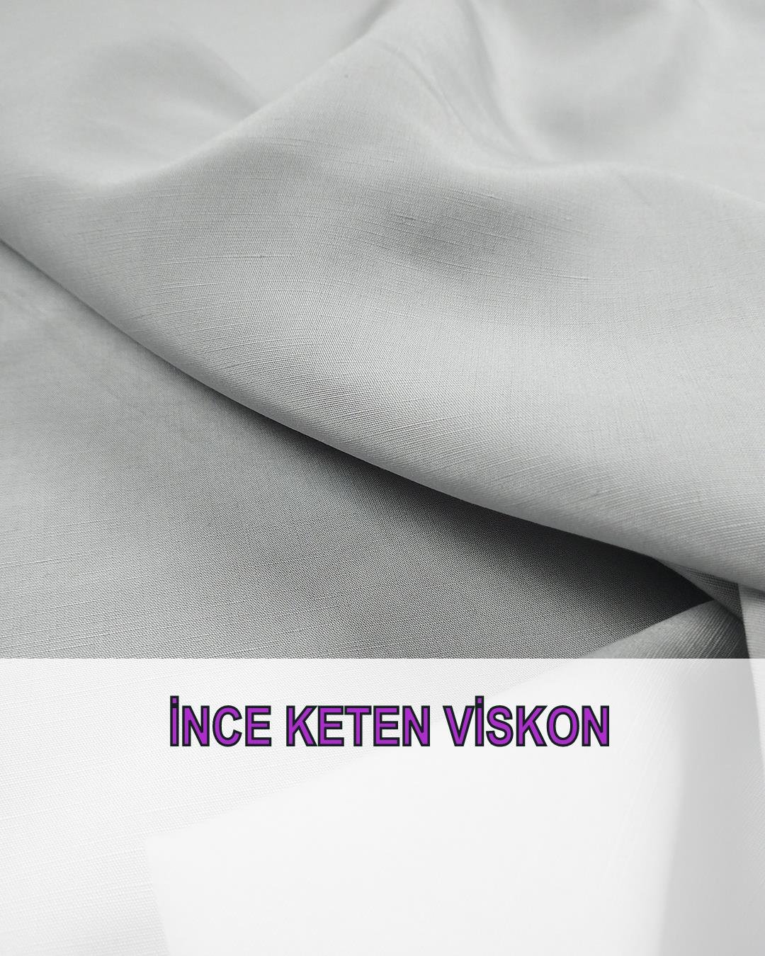 Keten Dokuma Gri Mavi RenkteEn: 150 cm