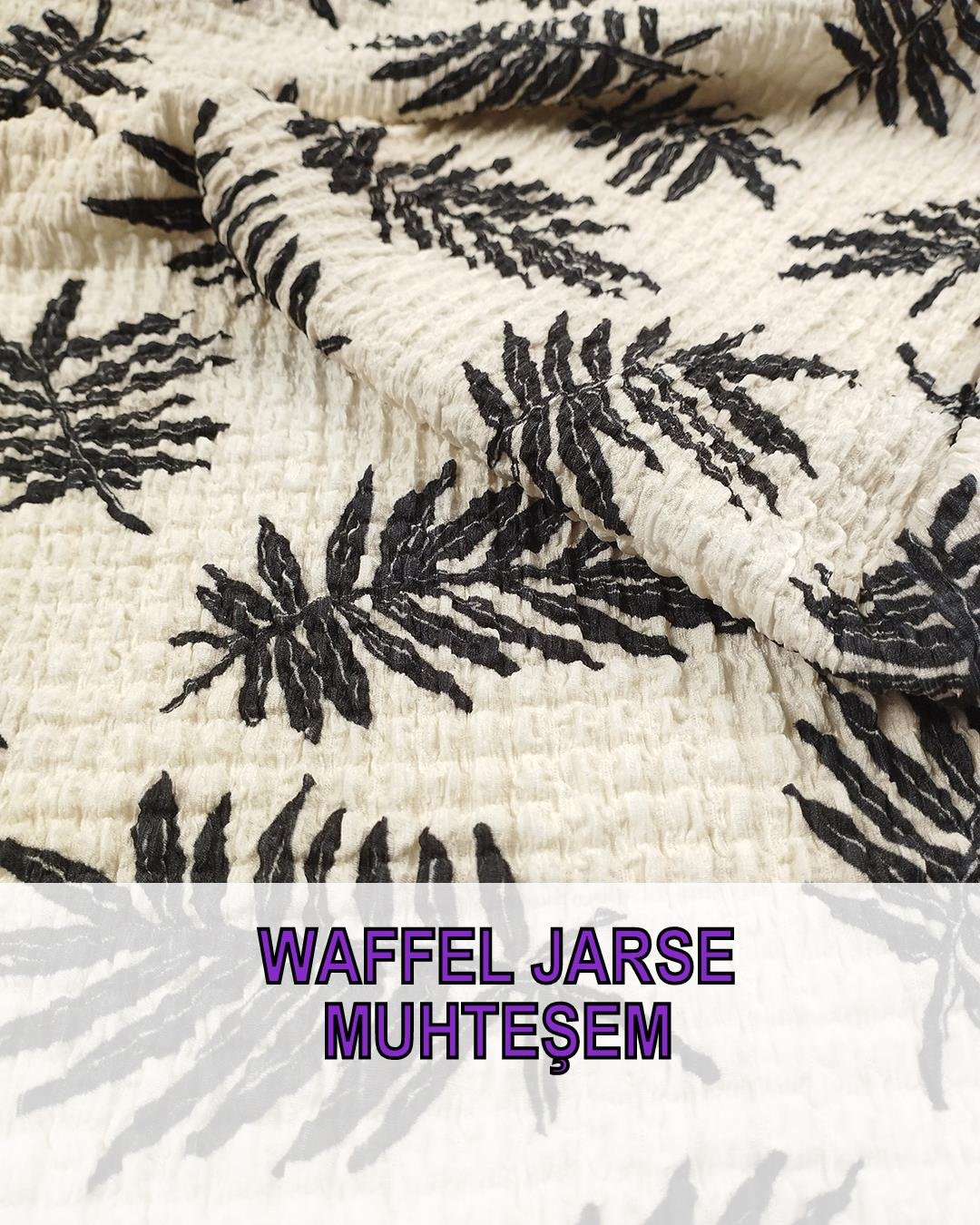 Waffle Jarse Krem Siyah Renklerde (En 110 cm x Boy 225 cm)