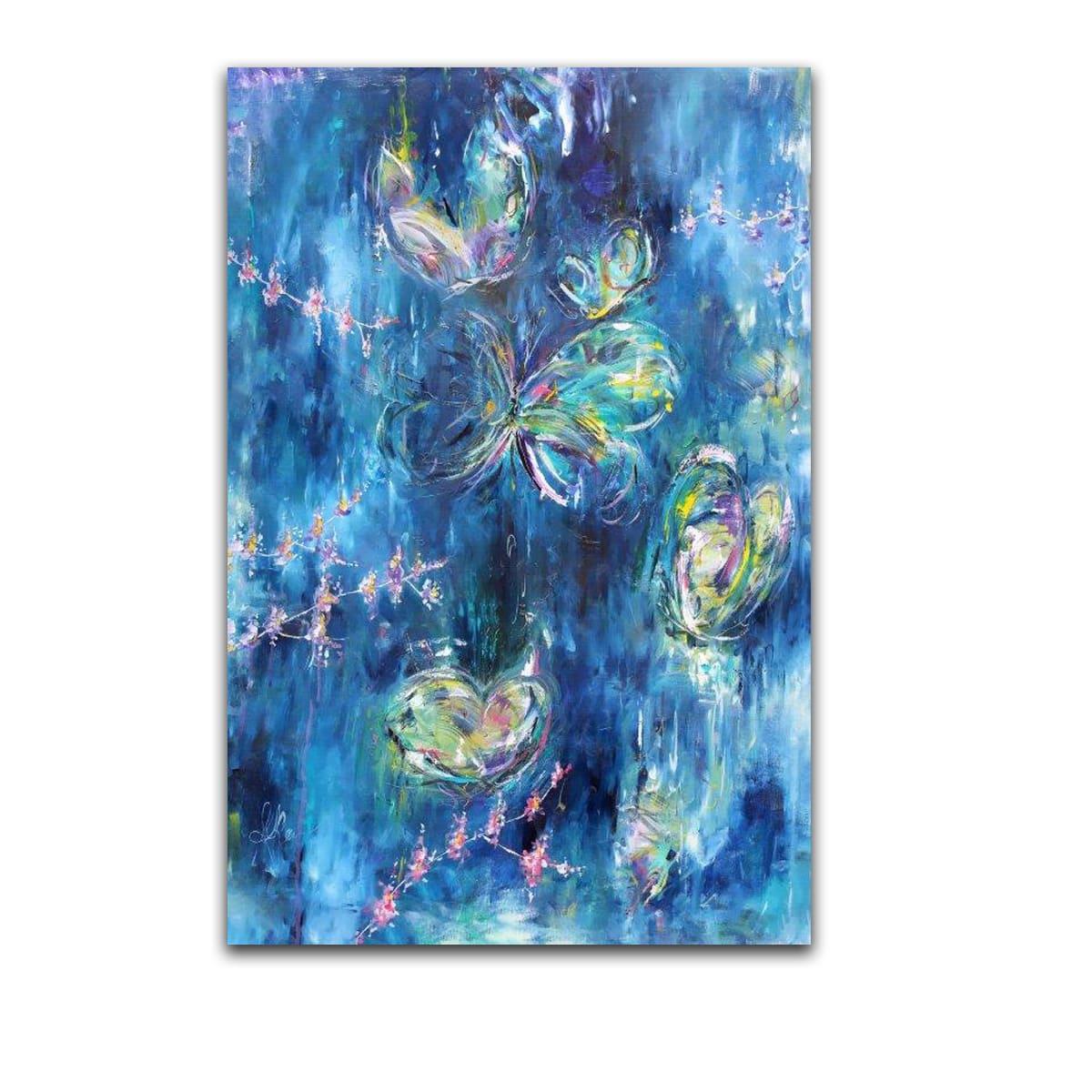 Blue Butterfly Yağlı Boya Dokulu TabloYağlı Boya Dokulu Soyut TablolarTablolife