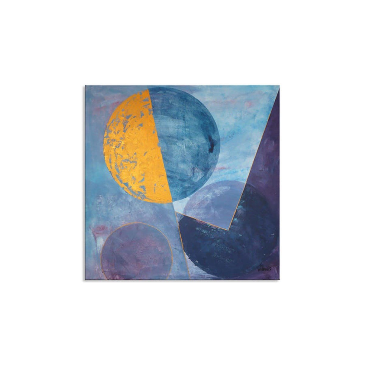 Blue Full Moon - Yağlı Boya Dokulu TabloYağlı Boya Dokulu Soyut TablolarTablolife.com