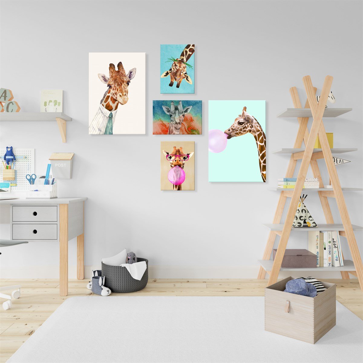 Cute Giraffe Çerçeveli Poster SetiPosterlerTablolife.com
