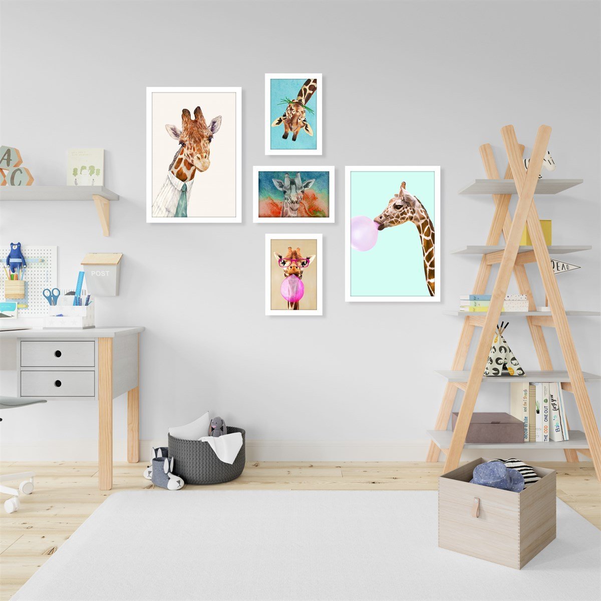Cute Giraffe Çerçeveli Poster SetiPosterlerTablolife.com