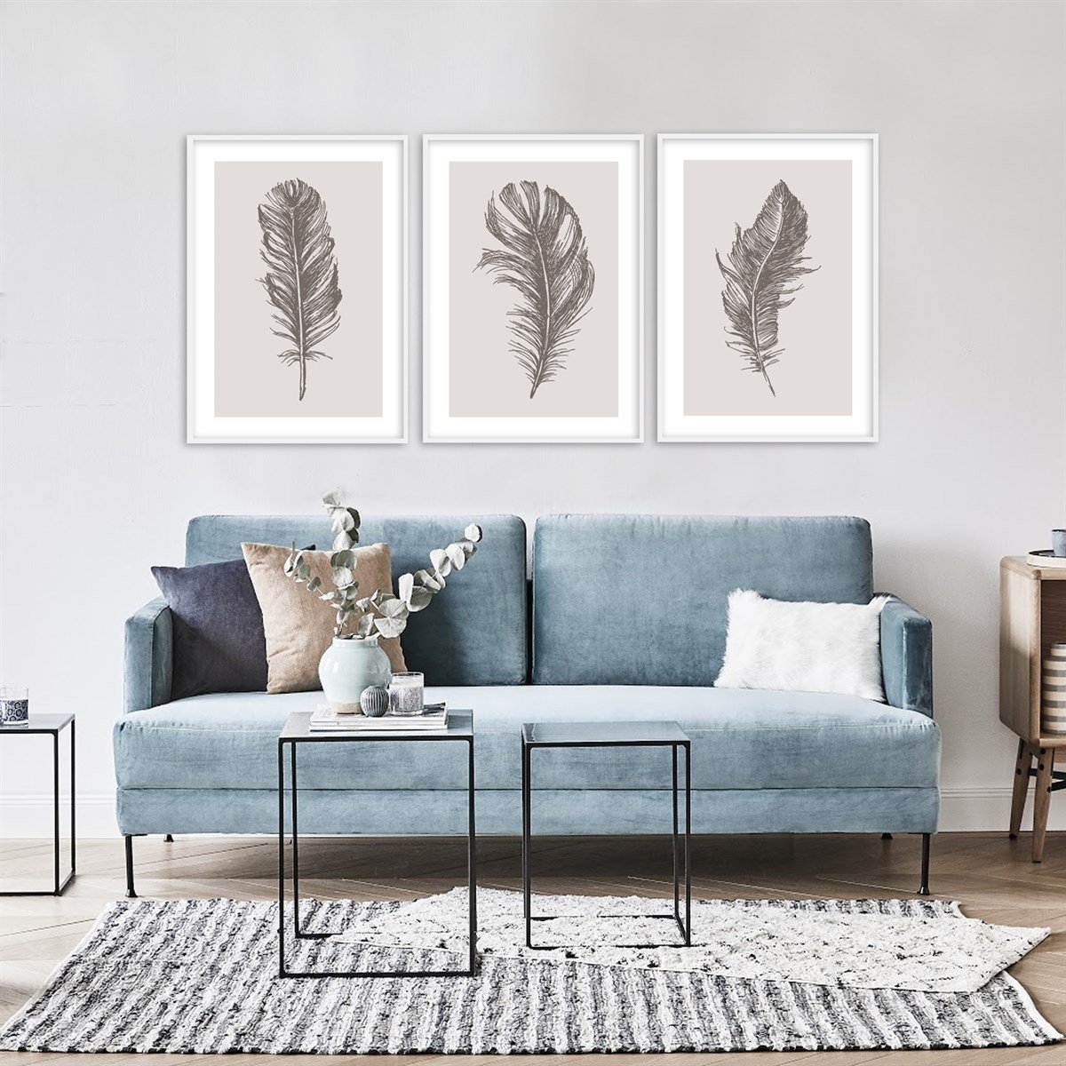 Kuş Tüyü Çerçeveli Poster SetiPosterlerTablolife.com