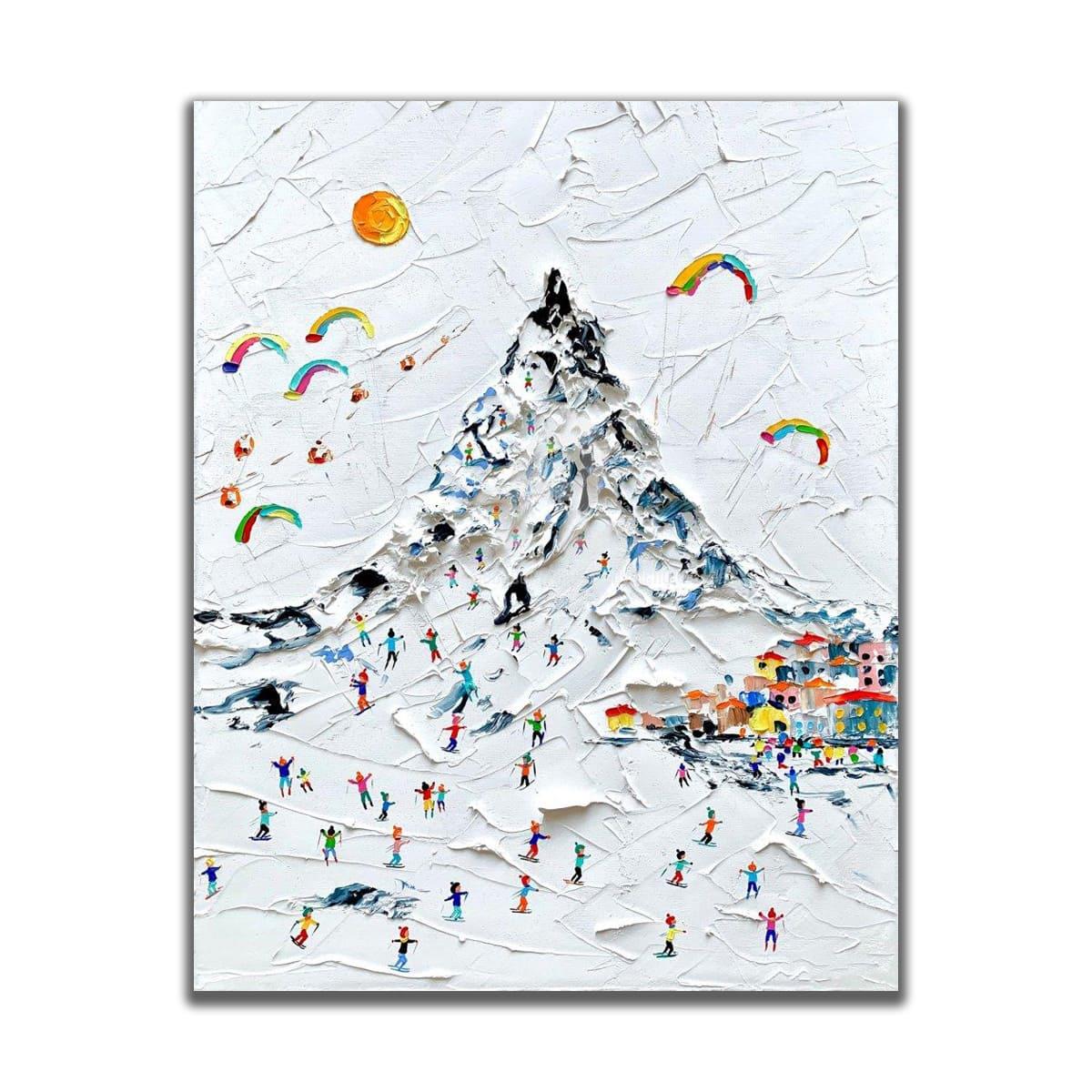 Snow Holiday 3D Yoğun Yağlı Boya Dokulu Tablo3D Yoğun Yağlı Boya TablolarTablolife