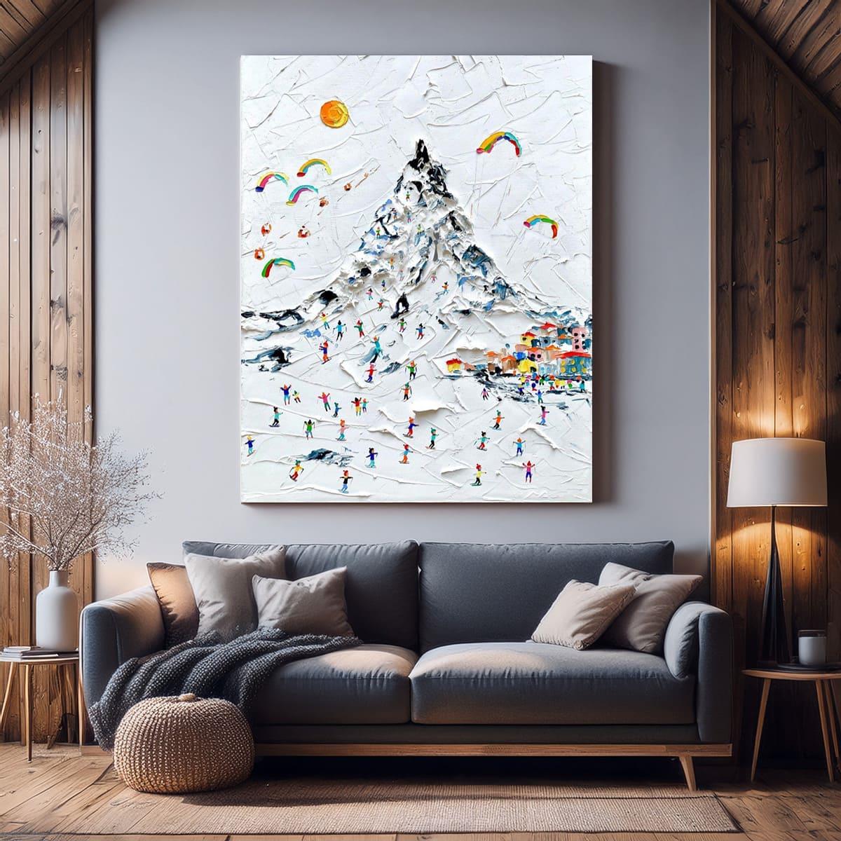 Snow Holiday 3D Yoğun Yağlı Boya Dokulu Tablo3D Yoğun Yağlı Boya TablolarTablolife