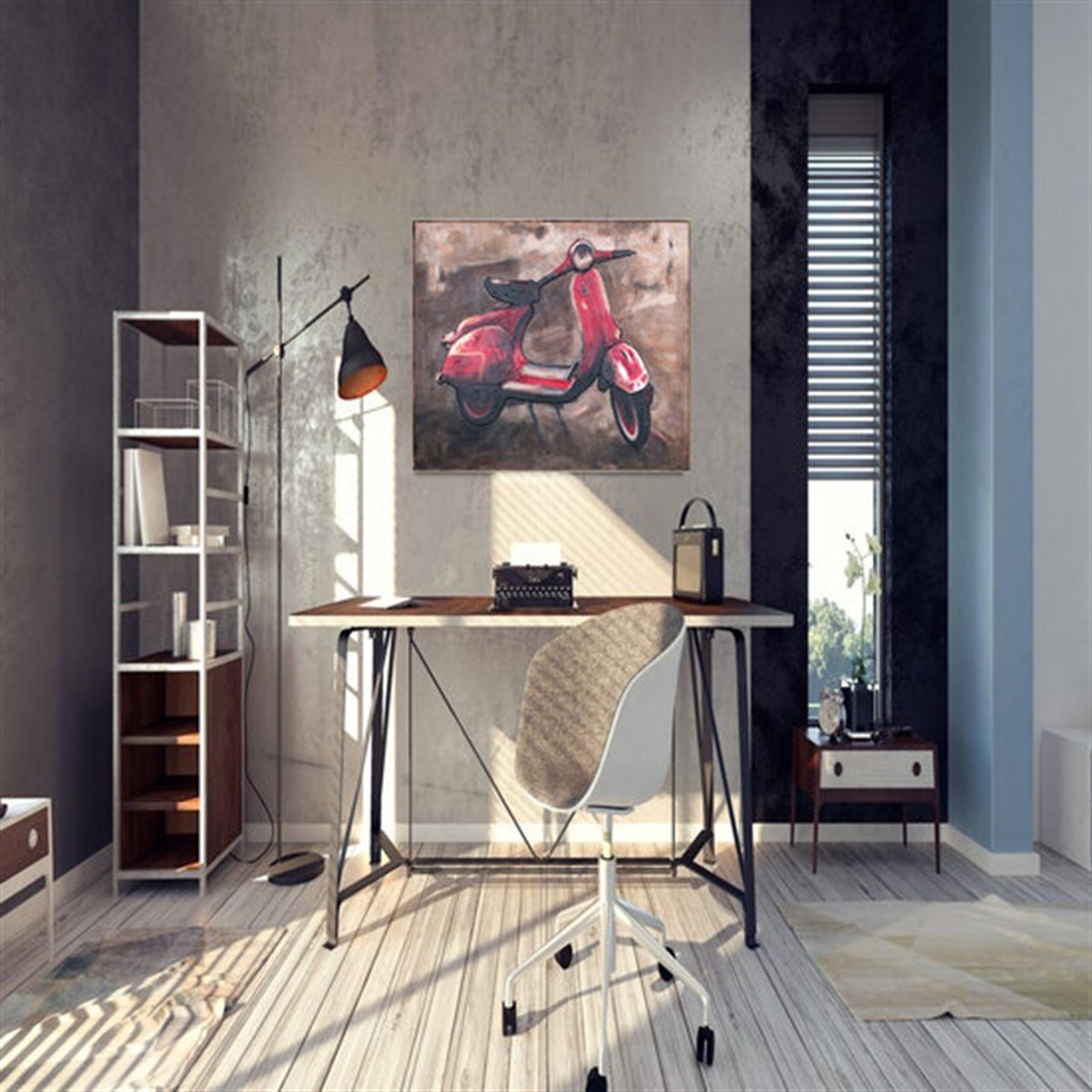 Vespa - Yağlı Boya Dokulu Tablo