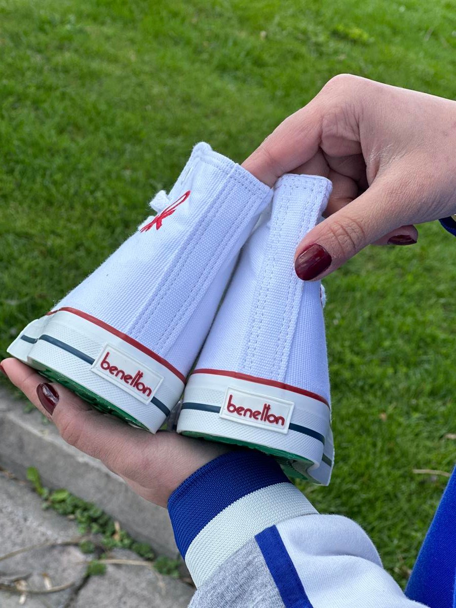 Benetton Kadın Uzun Yaka Spor Ayakkabı | Beyaz
