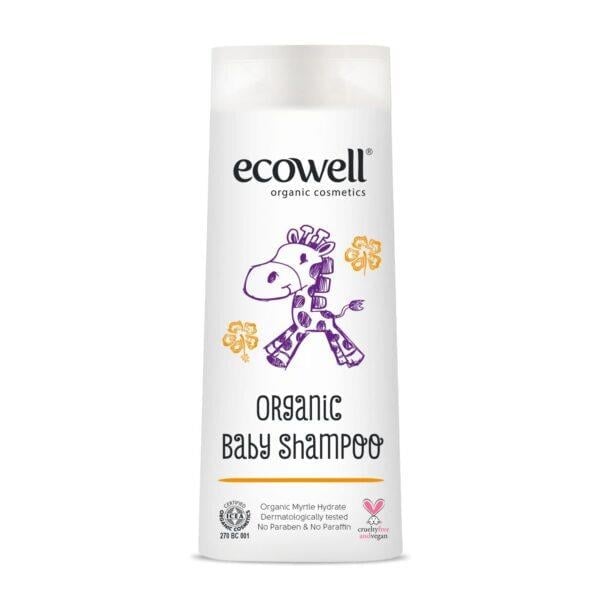 Ecowell Organik Bebek Ve Çocuk Şampuanı, Saç Ve Vücut, Vegan Sertifikalı, Parabensiz, Konak Önleyici, 300 ml