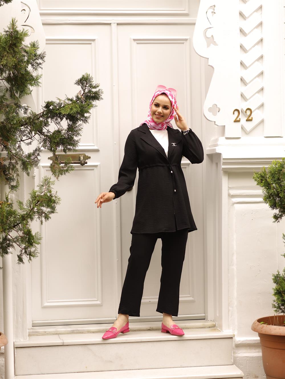 ARİS CEKETLİ KETEN TAKIM SİYAH