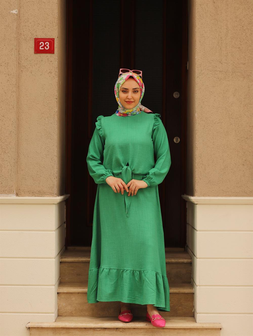 BELDEN BAĞLAMALI ETEK TAKIM YEŞİL