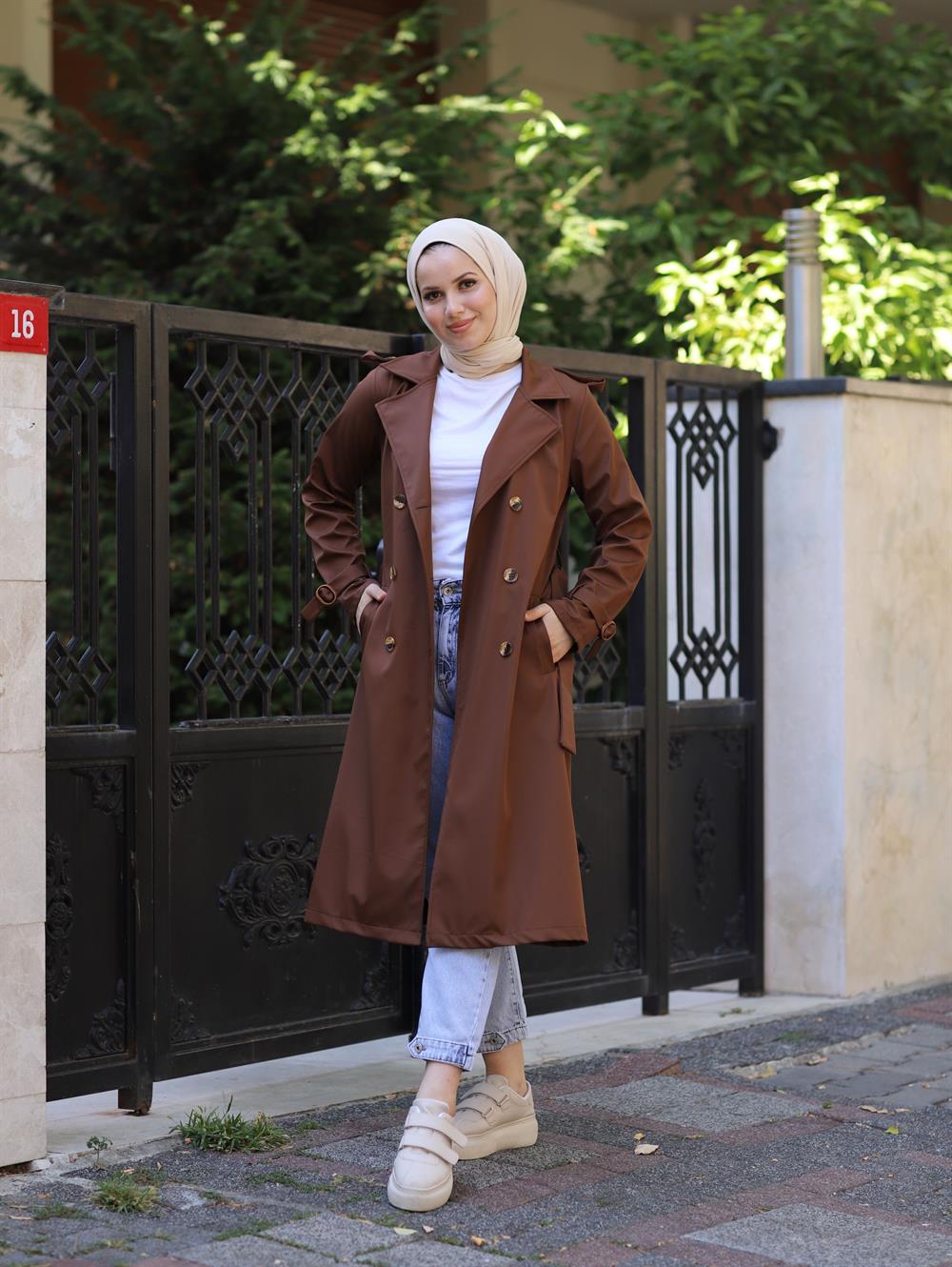 BONDİP KEMERLİ TRENÇ ACI KAHVE