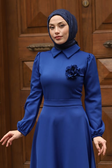 MENEKŞE ELBİSE MAVİ